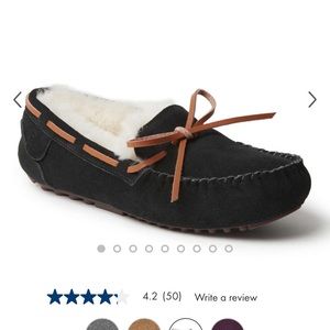 COPY - WmN Victoria Genuine Shearling Lace Moccasin Slipper Dearfoam FireSide